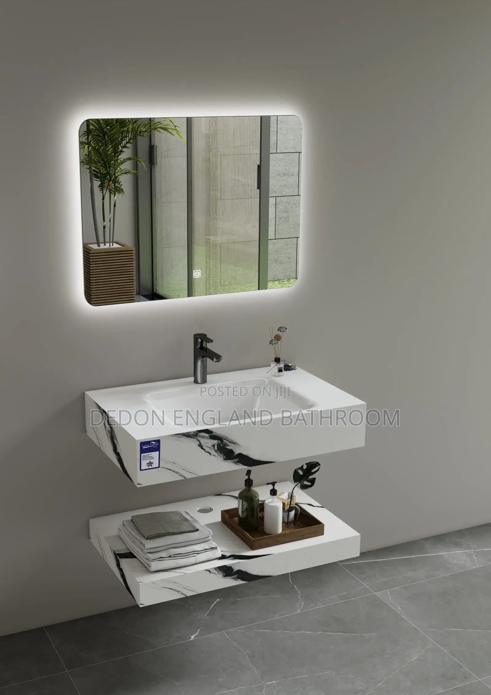 High Quality Suspended Marble Cabinet With Led Mirror