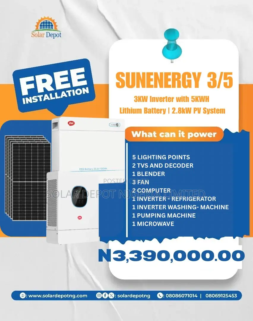 3kw Inverter/5kwh Battery/2.8kw Pv Solar Package