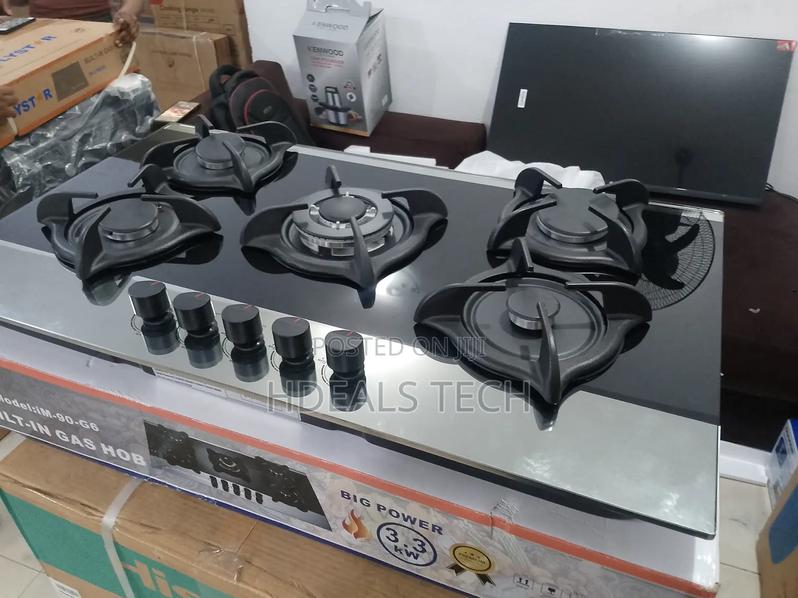 Crystal Flame Modern Image Glass Top Gas Hob