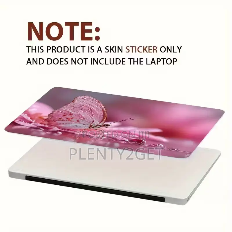 2pcs Pink Cherry Blossom Butterfly Glossy PVC Laptop Light Beige Sti