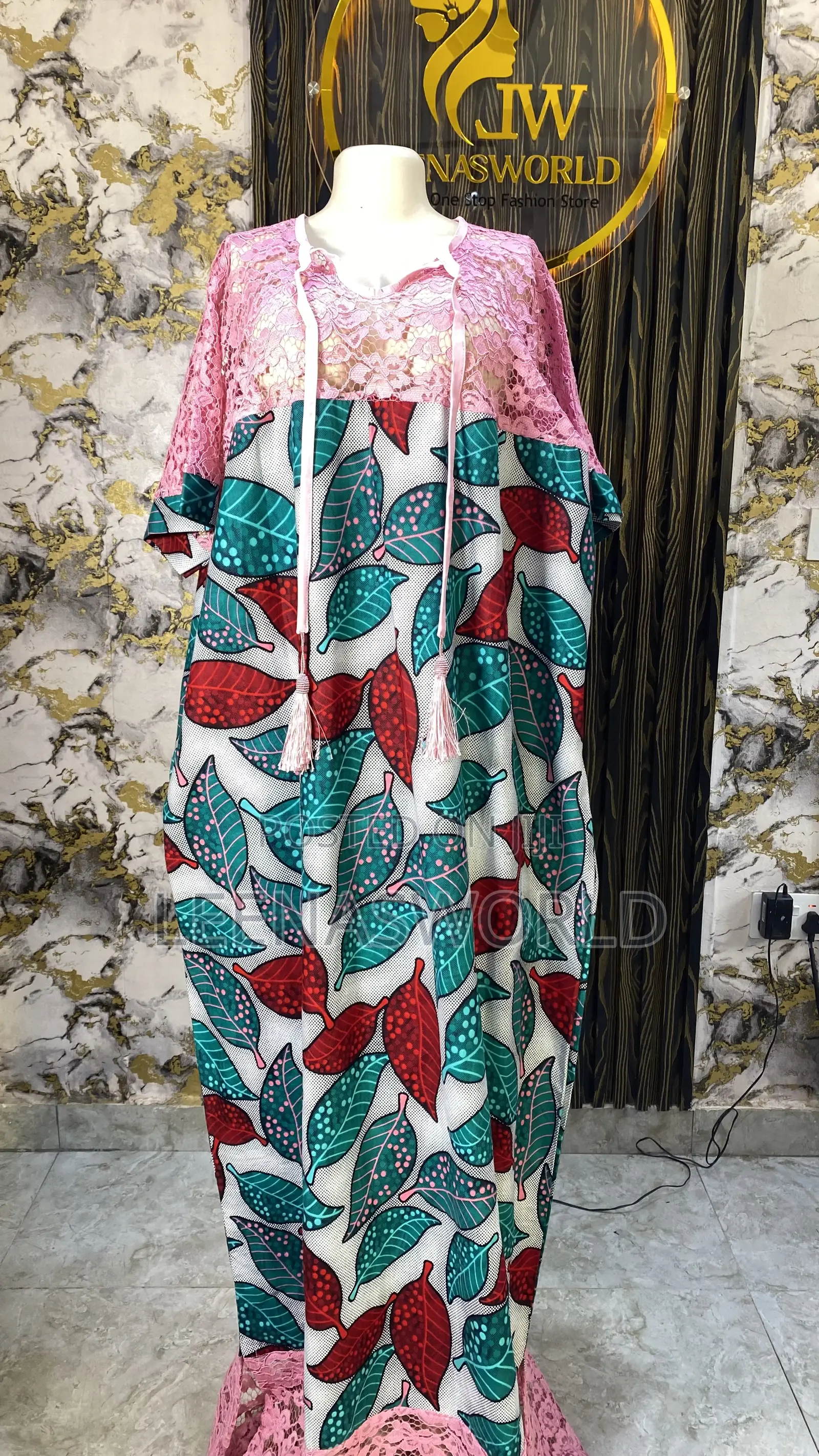Net and Ankara Combo Gown