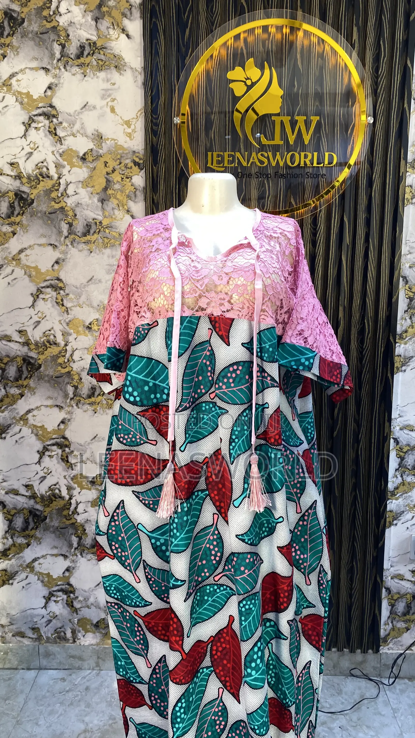 Net and Ankara Combo Gown