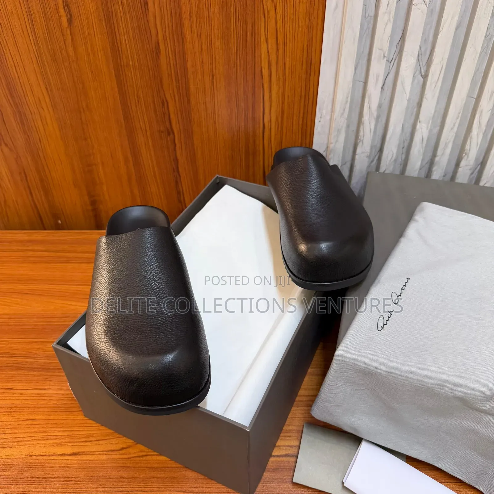 Luxury Update  
Rick Owens Leather Granola Mules.