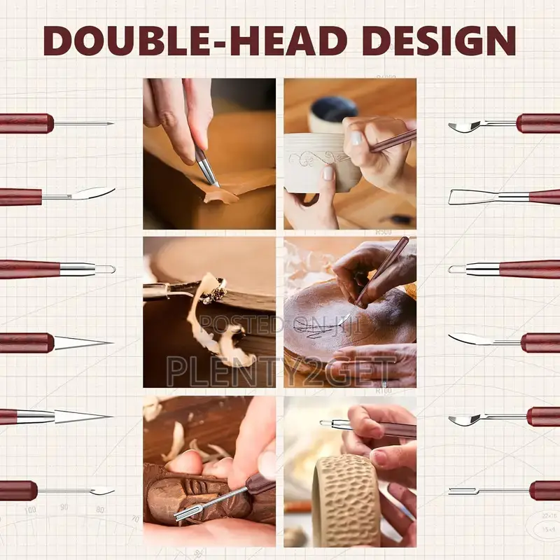 6pcs Pottery and Clay Carving Tools, Double-Sided, Smooth Wooden Handl