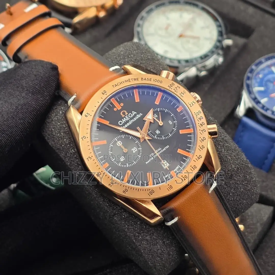 Omega Quality Luxury Men Genuine Leather Wristwatch