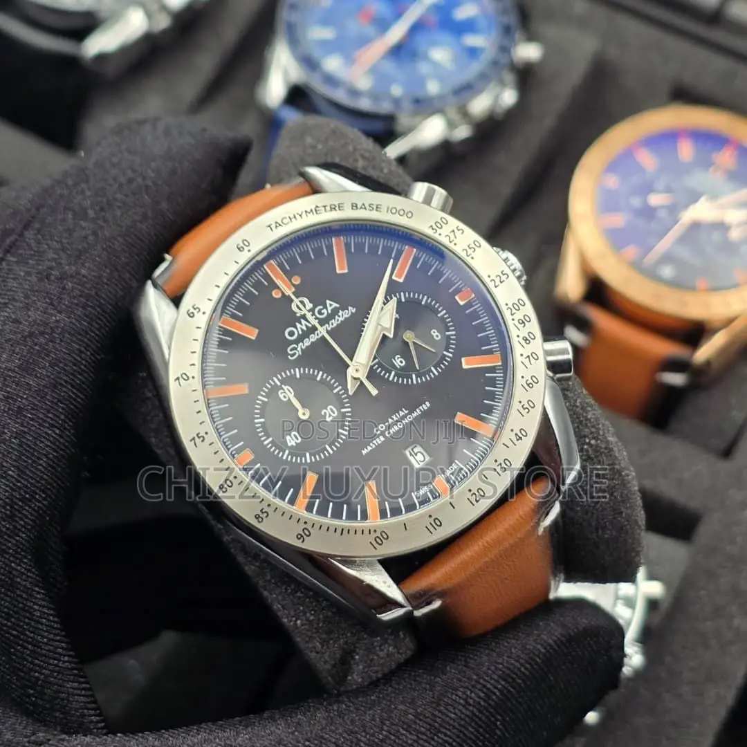 Omega Quality Luxury Men Genuine Leather Wristwatch
