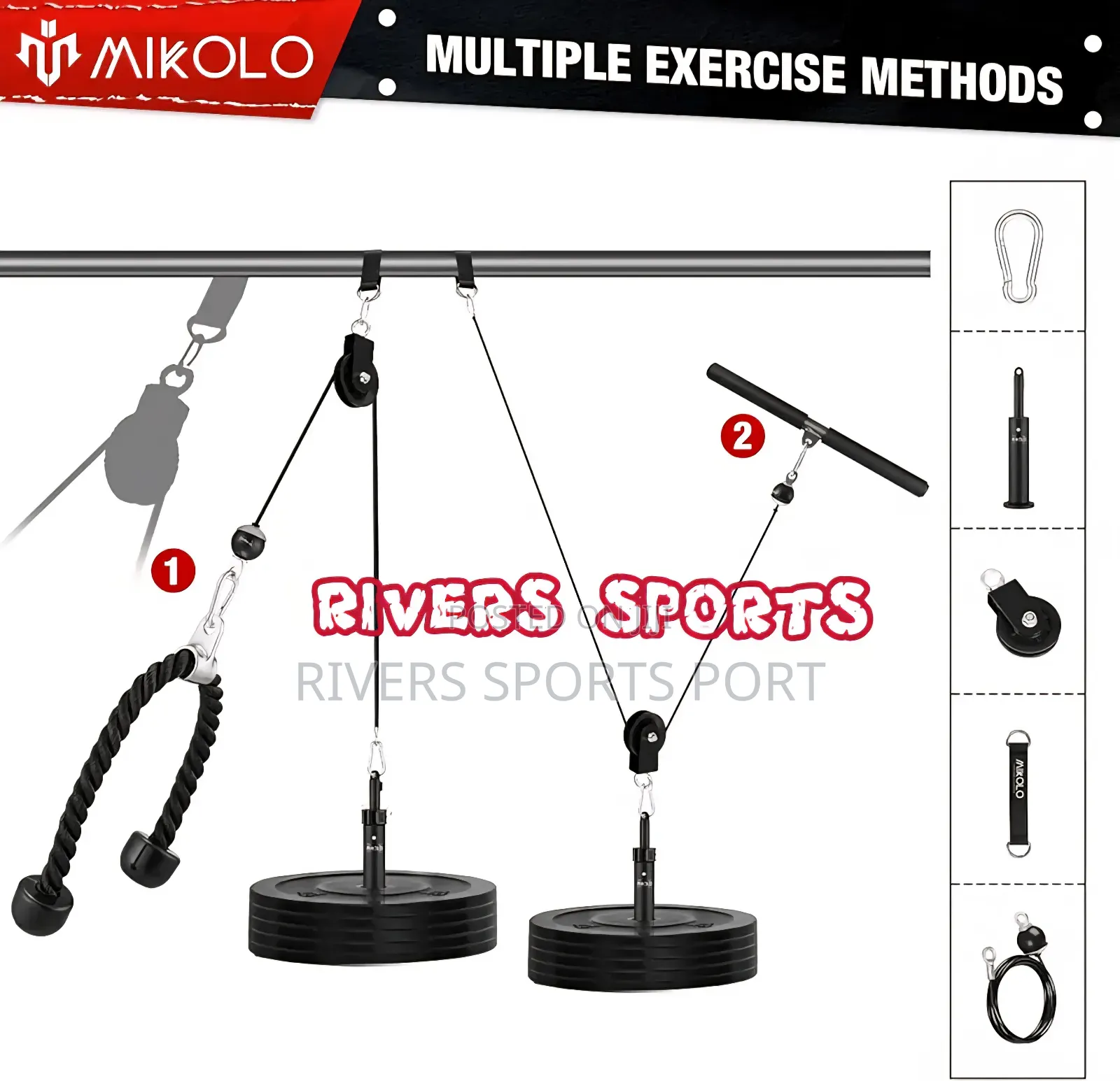 Mikolo Fitness Lat Lift Pulley System, Dual Cable Machine(70'' 90'')