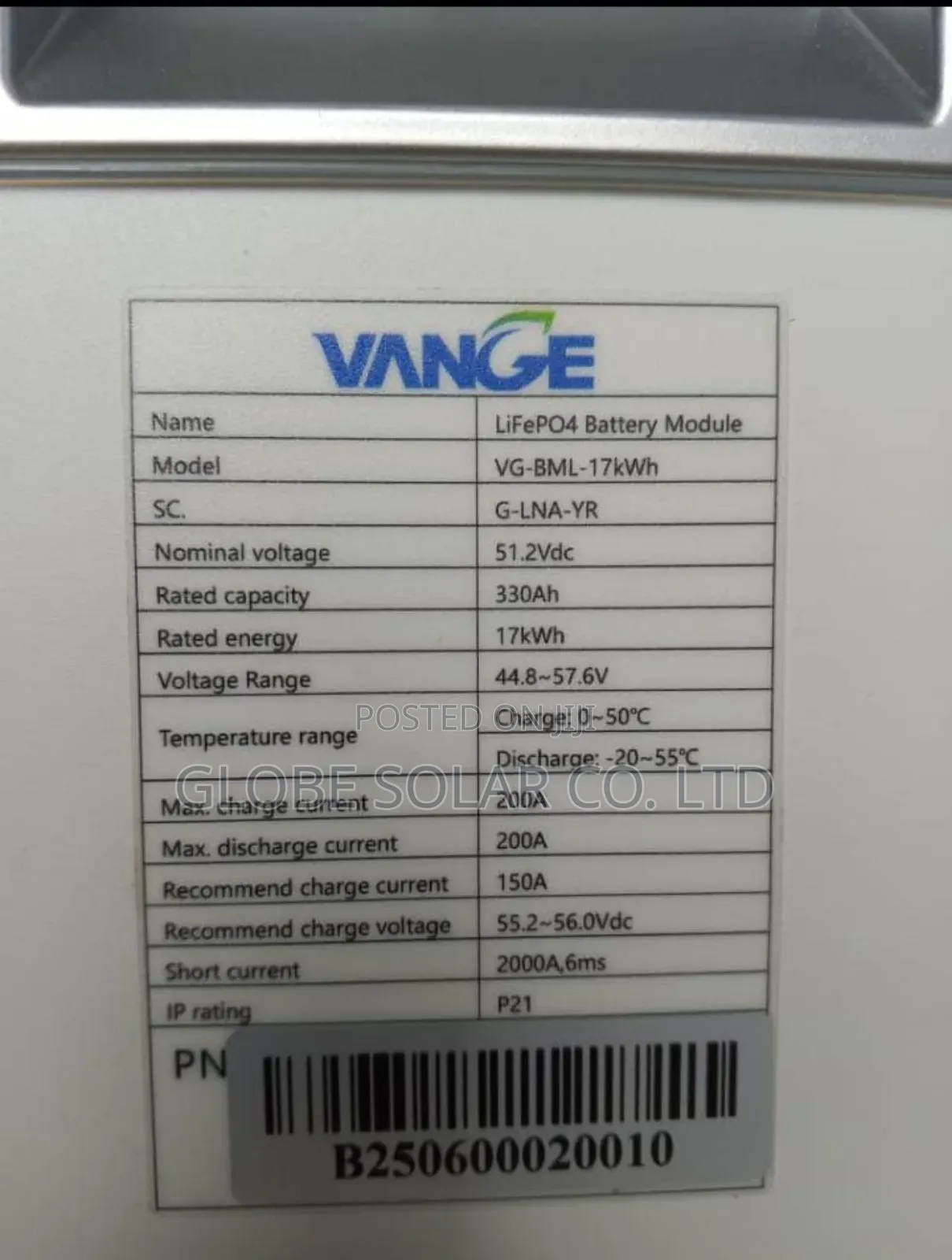 Vange 17kwh 48v Lithium Battery
