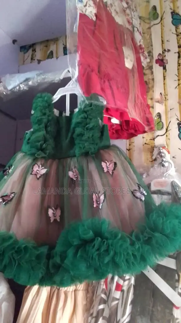 Green and Pink Butterfly Princess Gown