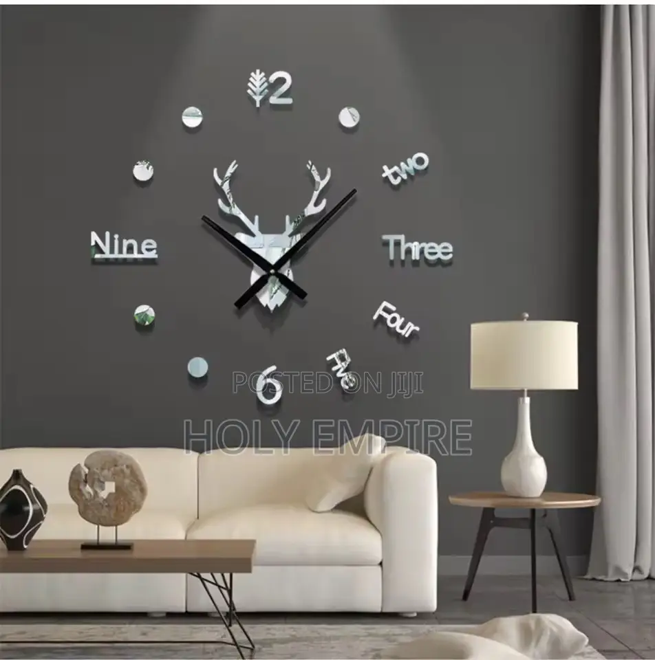 3d Deer Head Creative Acrylic Wall Clock Modern Design Digital Watch