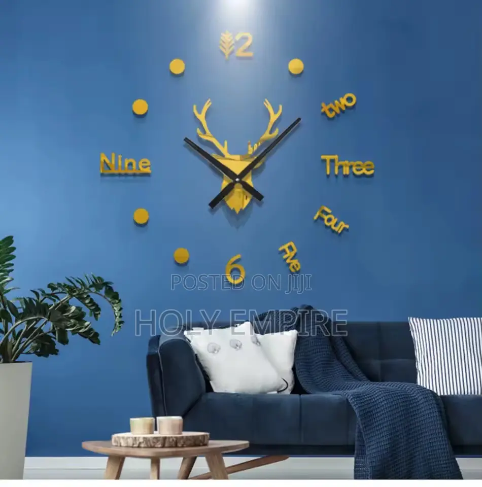 3d Deer Head Creative Acrylic Wall Clock Modern Design Digital Watch