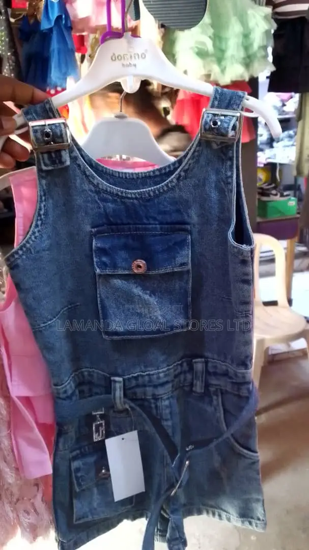 Girls Blue Jean Sleeveless Jumpsuit