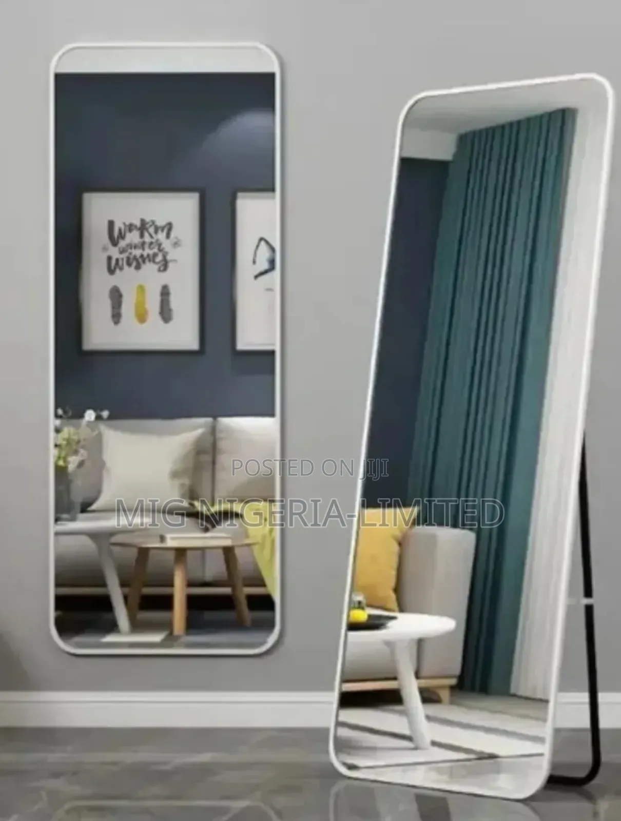 Free Standing Back Stand Floor Wall Living Room Length Mirror Black