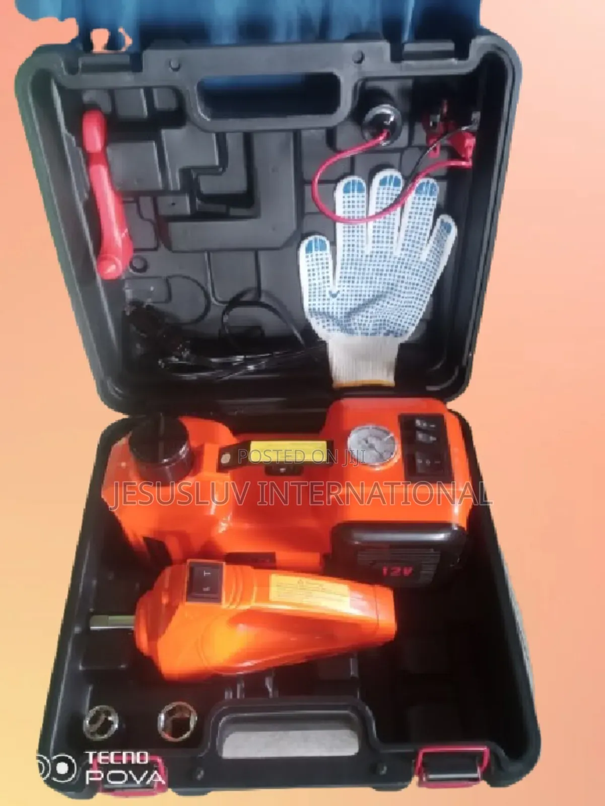 4-in-1 Electric Quick Car Jack 5 Ton, Tire Inflator Impact Wrench