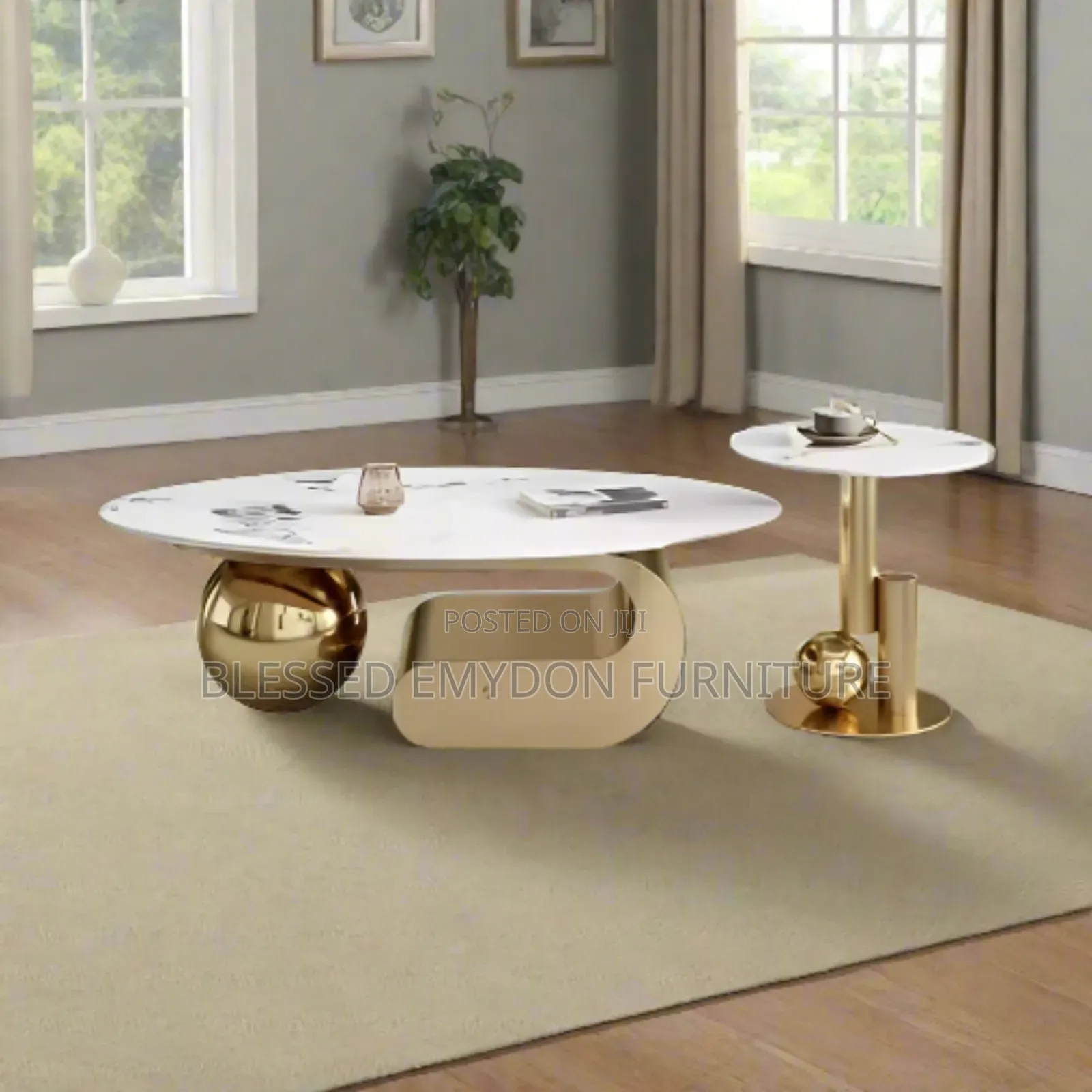 Modern Marble-Top Coffee Table Set