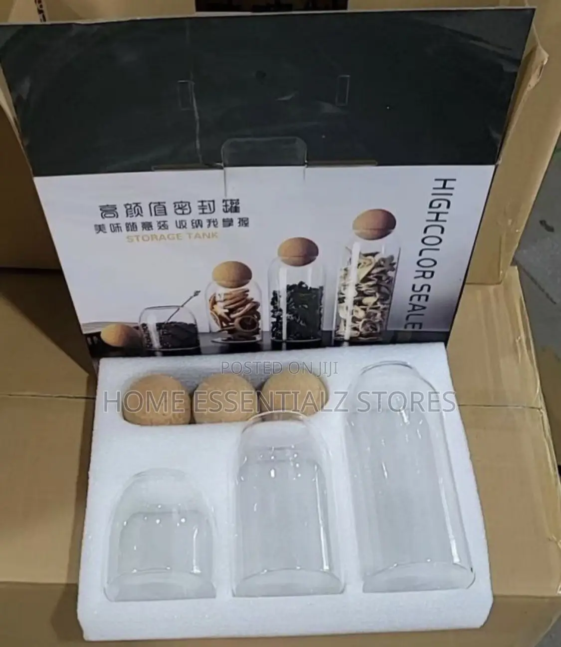 3-Piece Glass Jar Set With Cork Ball Lids - Transparent Spice Jars