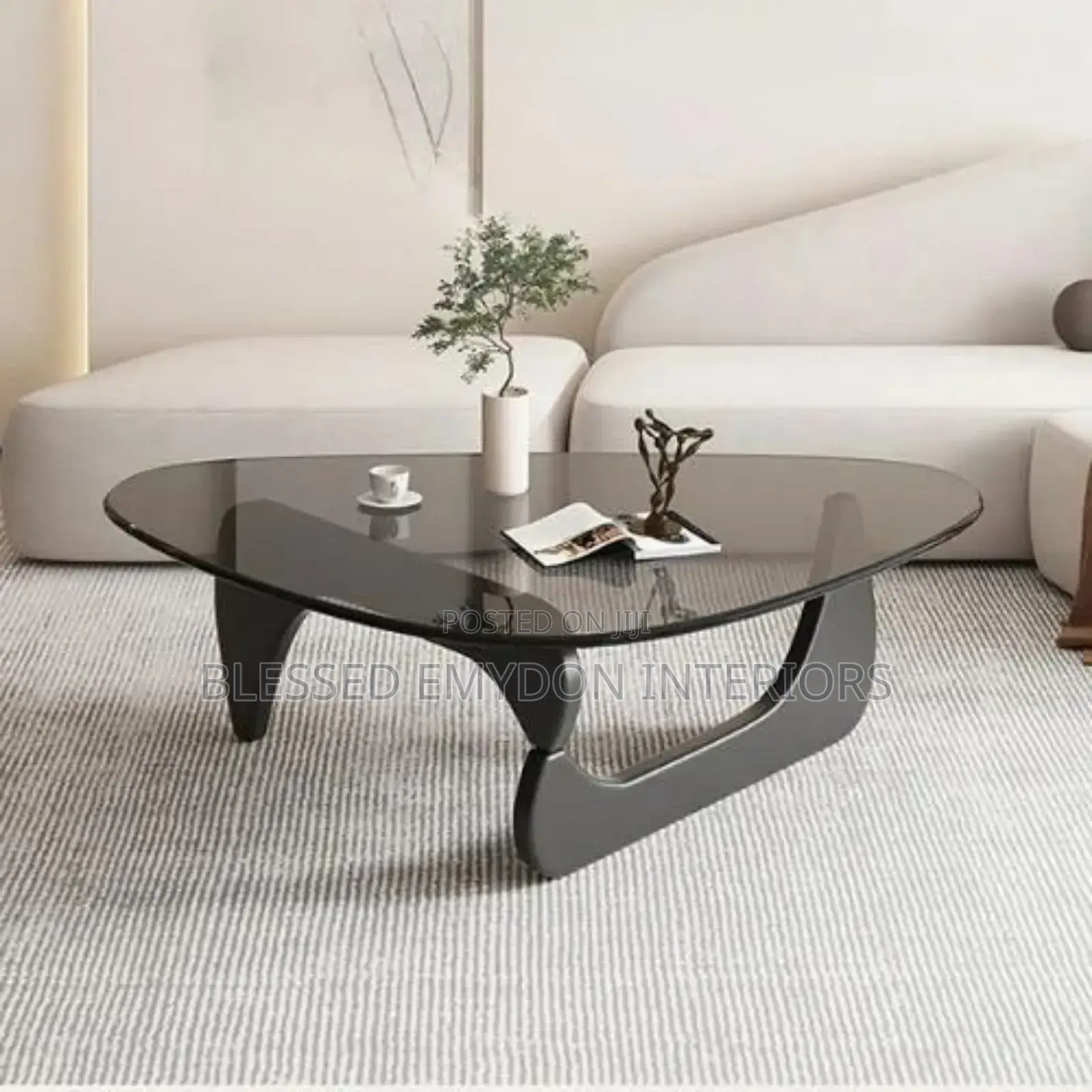 Modern Coffee Triangle Design Glass Table