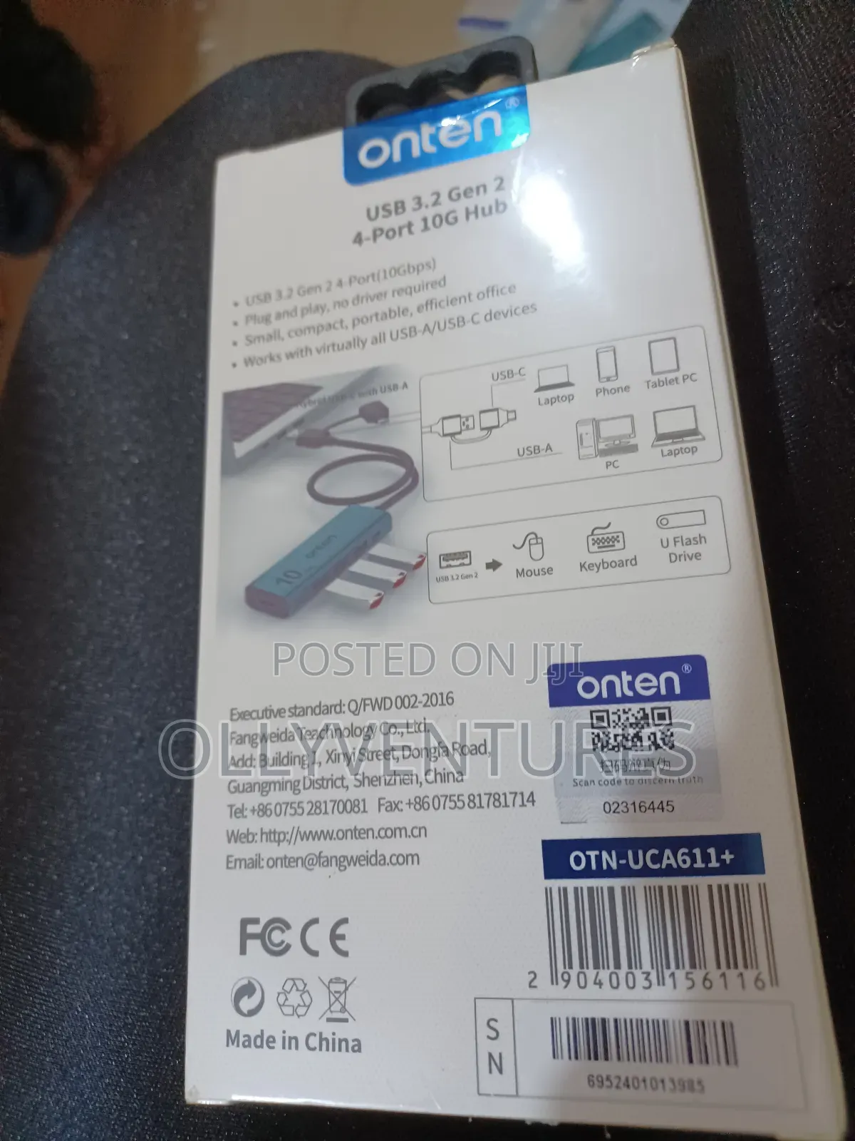 Onten 10gbps 5-in-2 Usb 3.2 Gen 2 4- Port 10g Hub