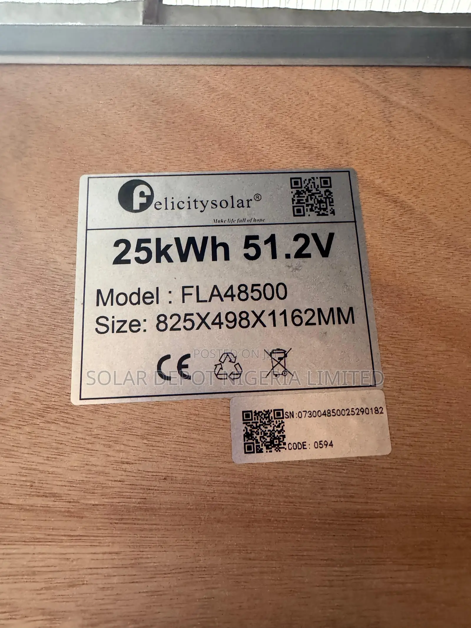 25kwh Felicity Lithium Battery 51.2v