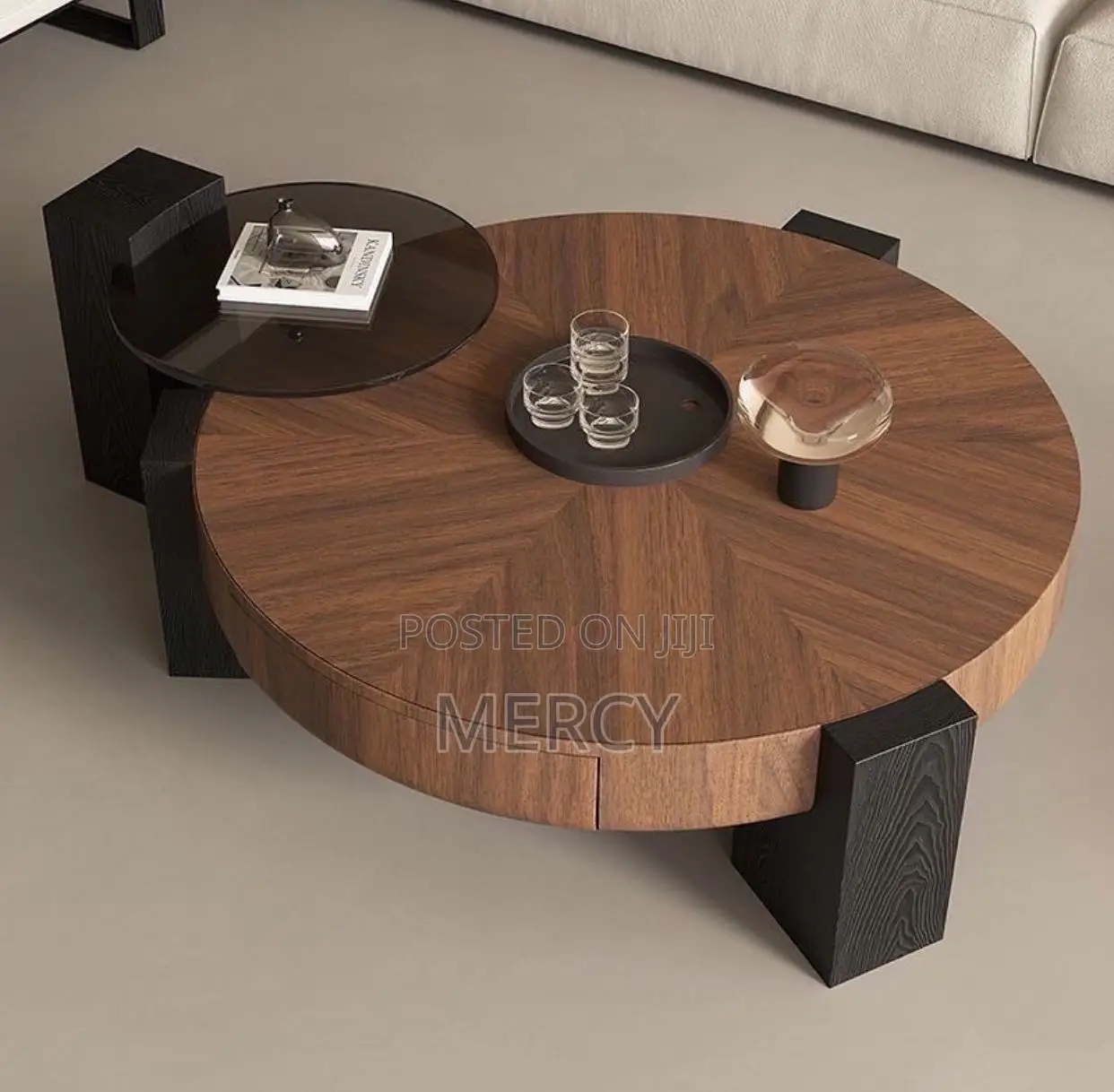 Wooden Coffee Table and Side With Drawers