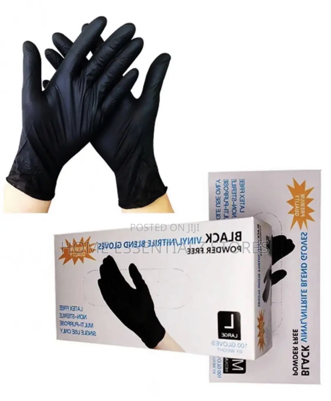100 Pieces - Black Nitrile Powder Free Hand Gloves