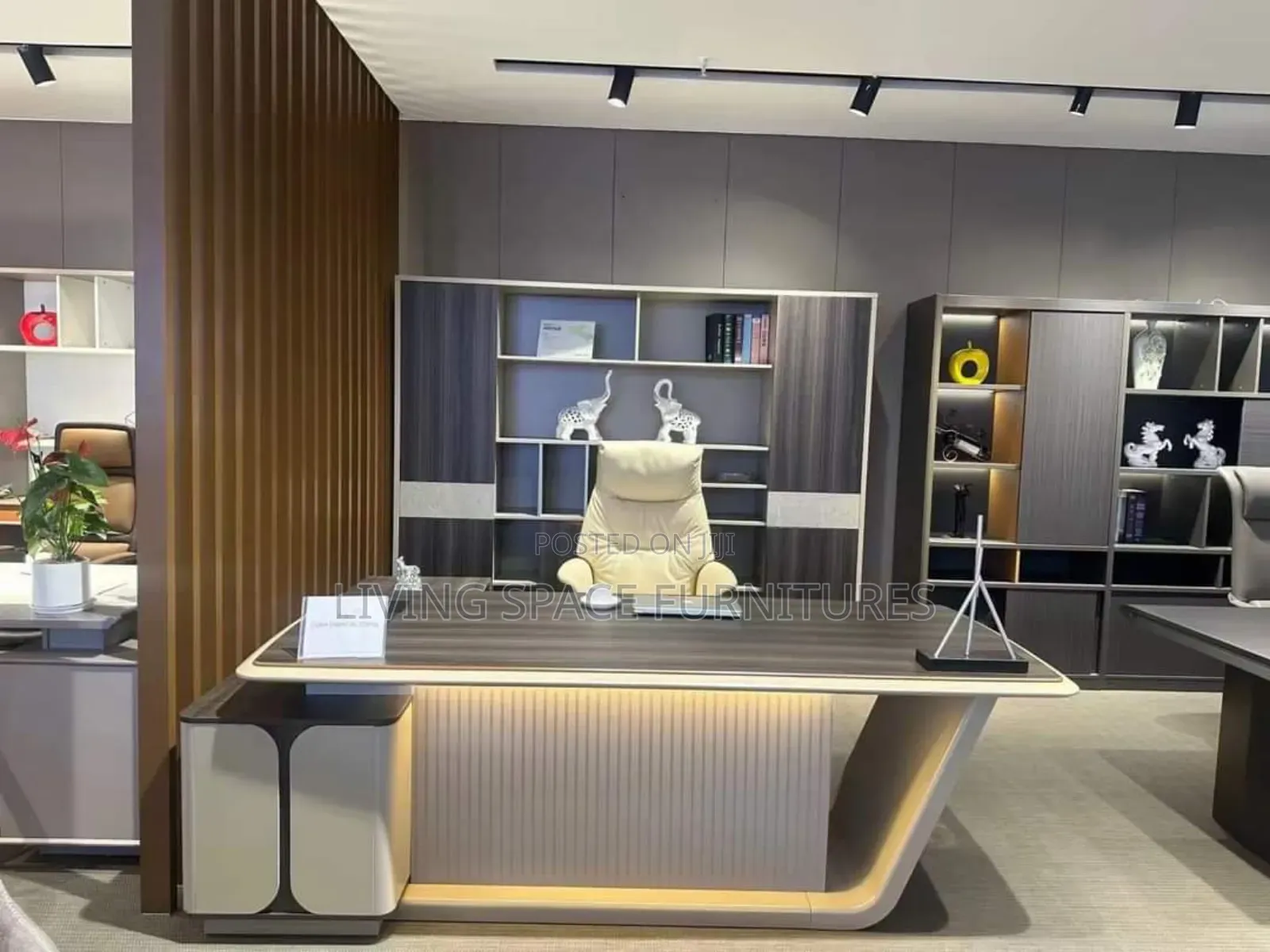Executive Office Table 2meter Size With Bookshelf Full Set