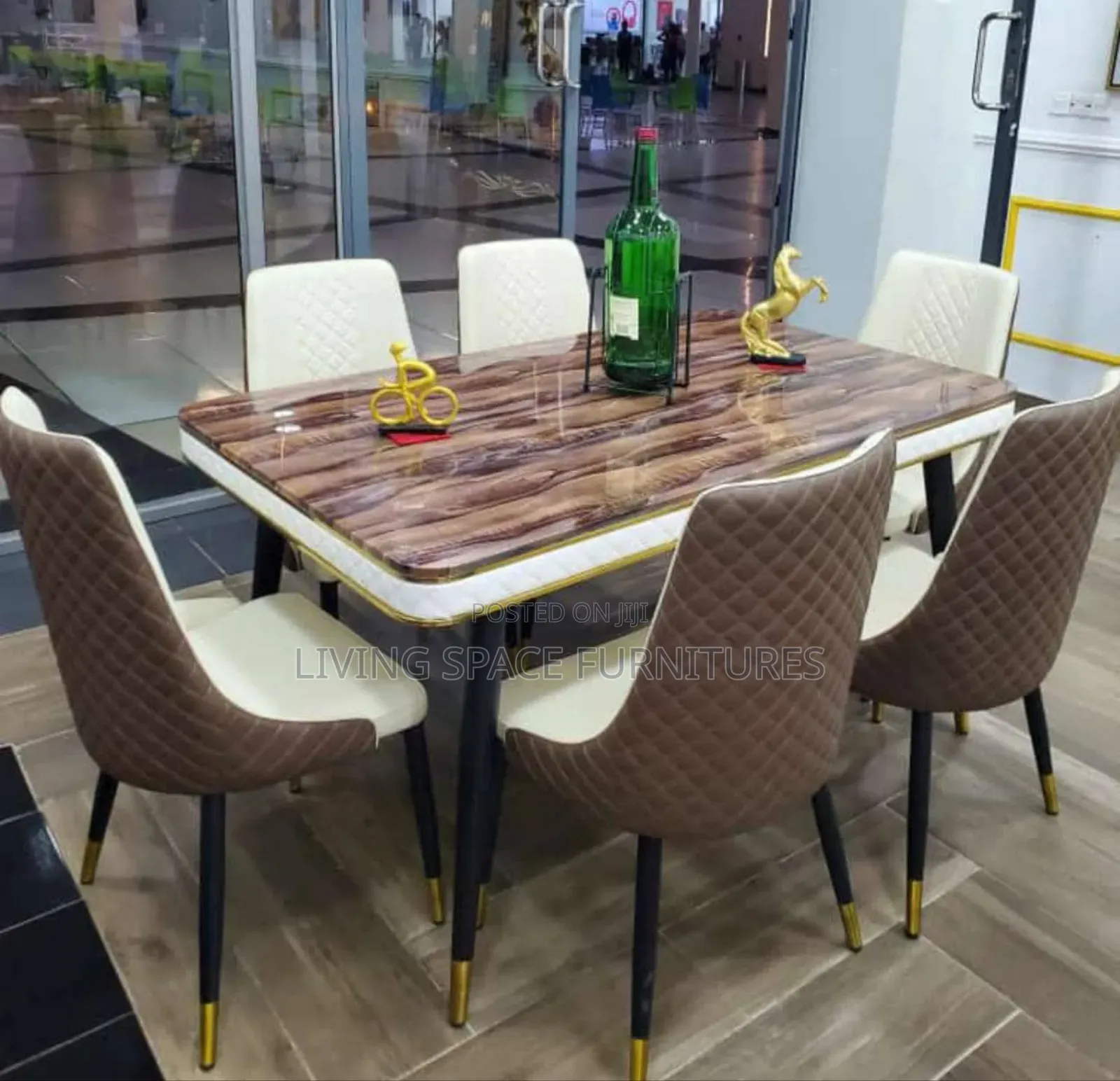 Marble Dining Table With 6 Leather Chairs