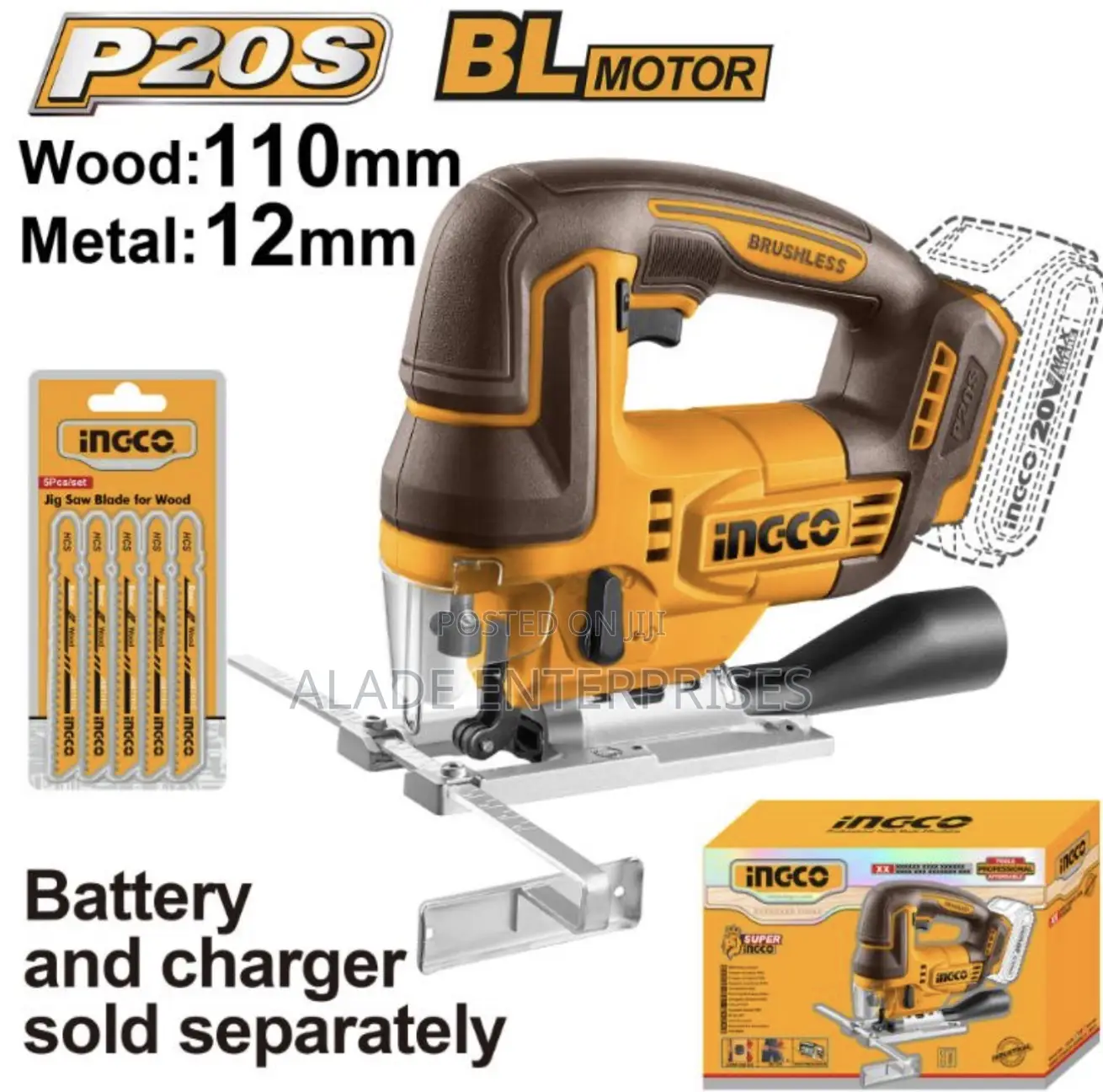Ingco Cordless Jig Saw With 1 Battery And 1 Charger 20v