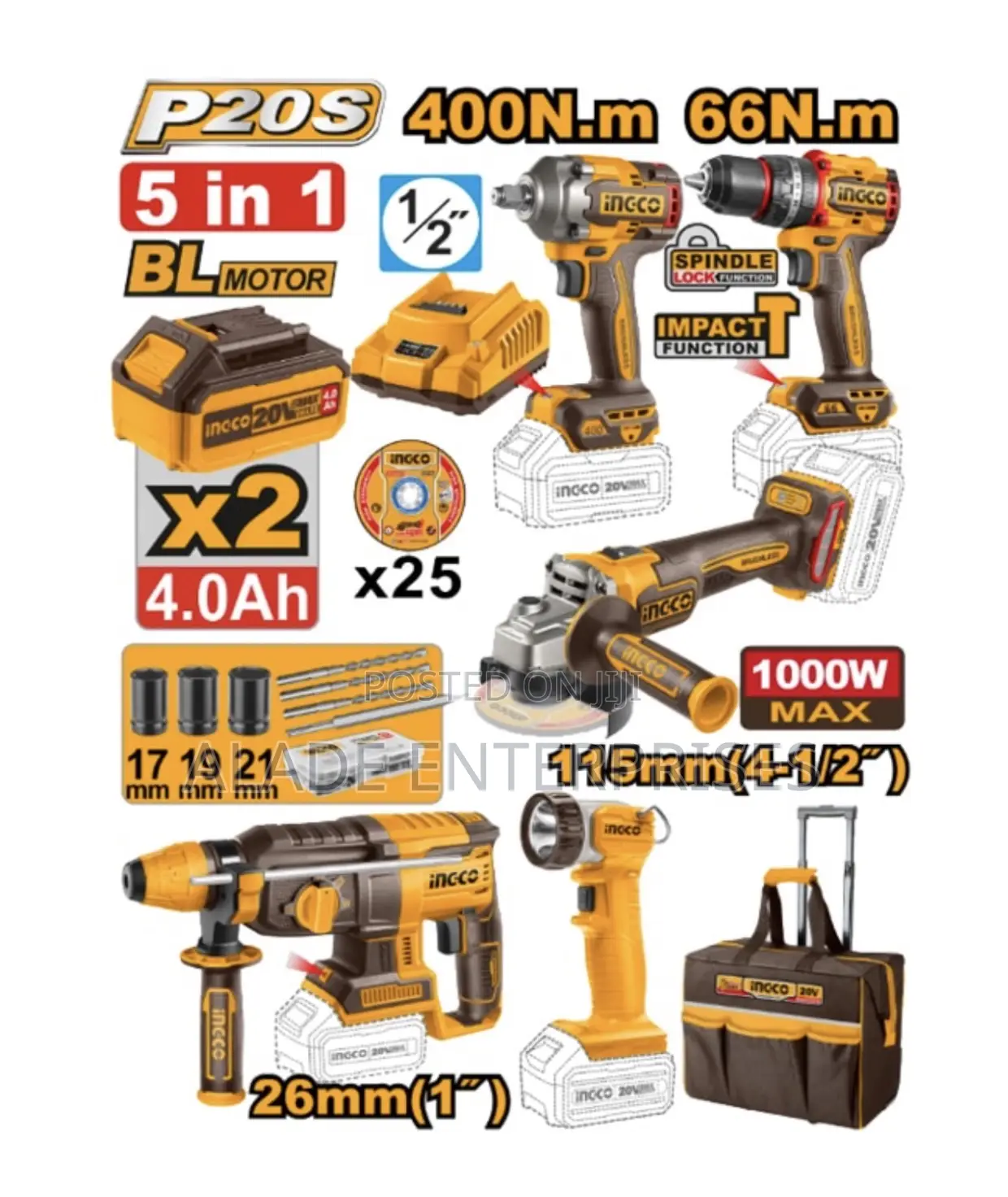 Special Ingco 5piece Industrial Brushless Combo Kit