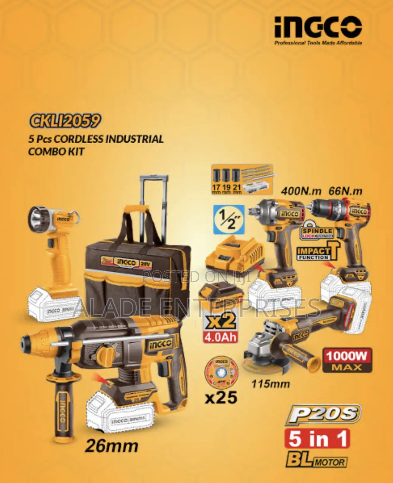 Special Ingco 5piece Industrial Brushless Combo Kit