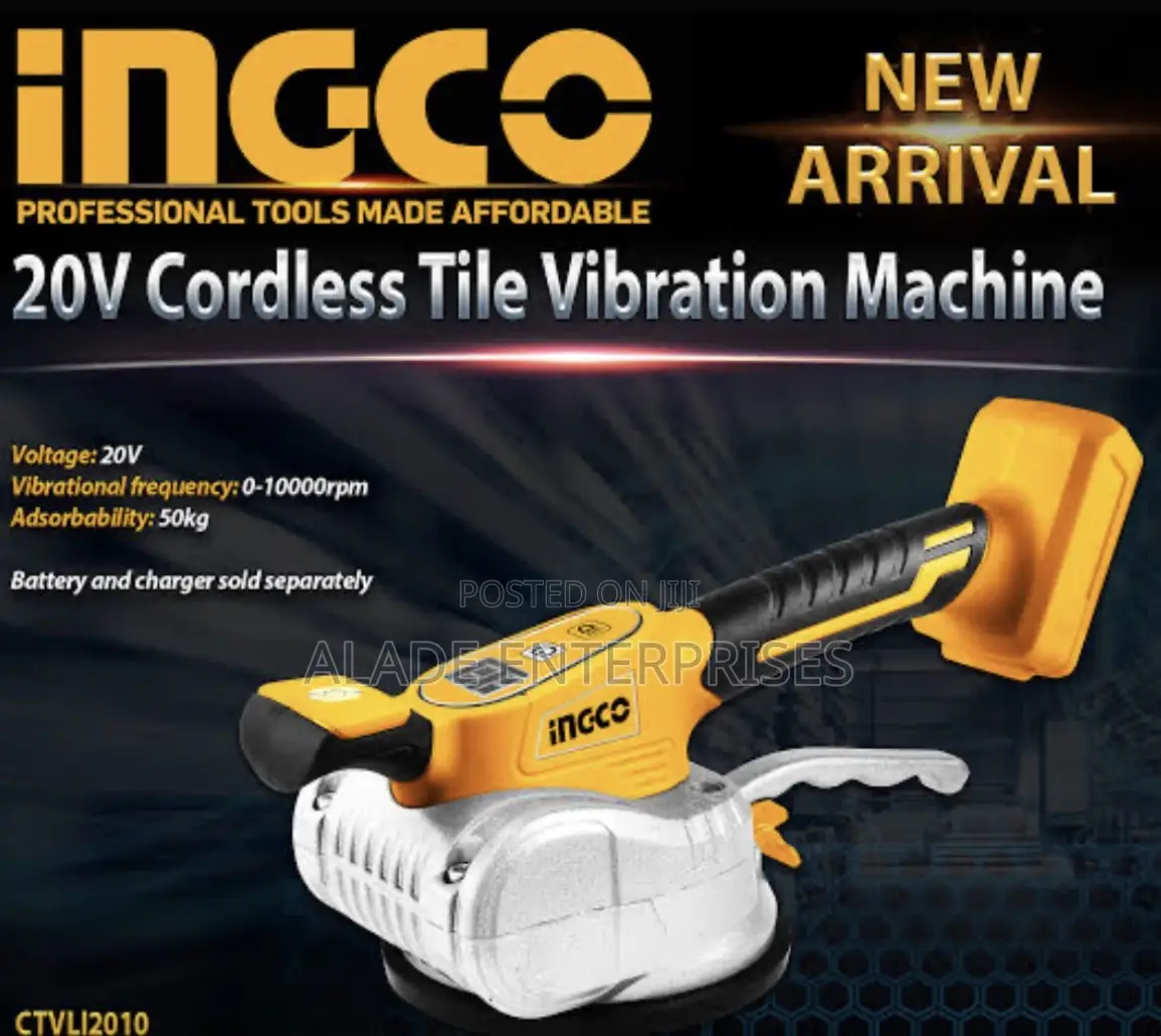Ingco 20v Lithium-ion Cordless Tile Vibration Machine