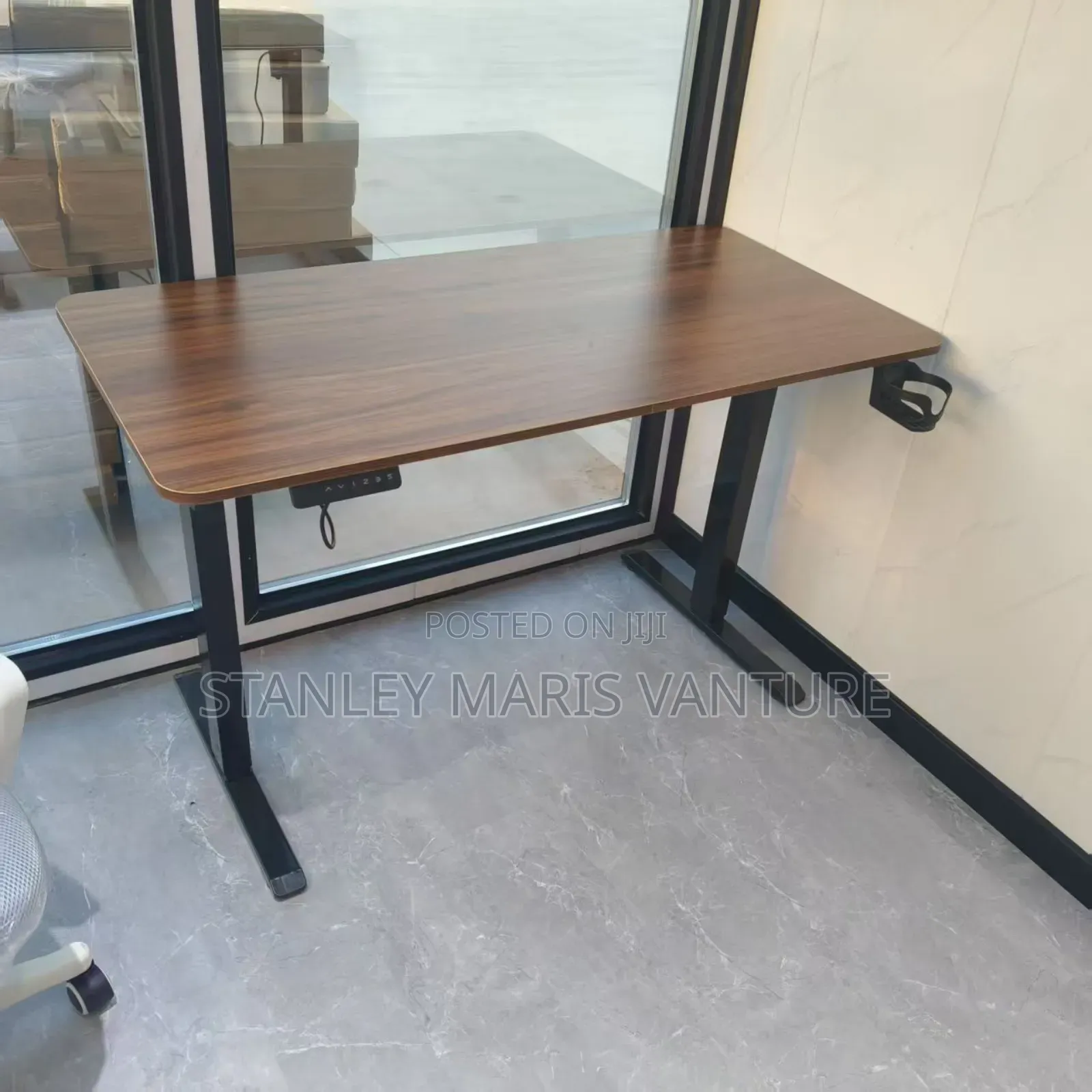 Electric Height Adjustable Desk Walnut Color
