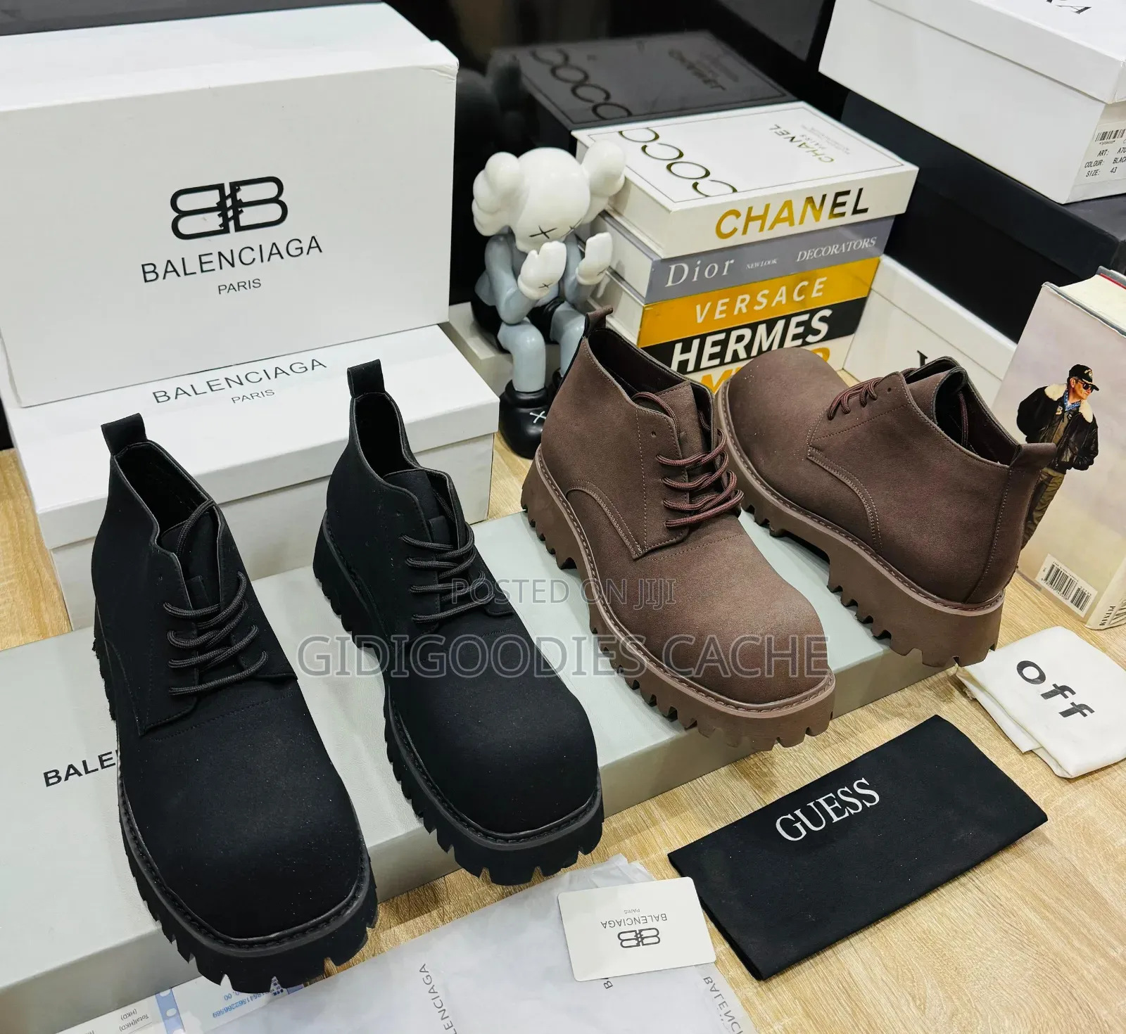 Men's Black Suede Chunky Chukka Boots Size 40-46