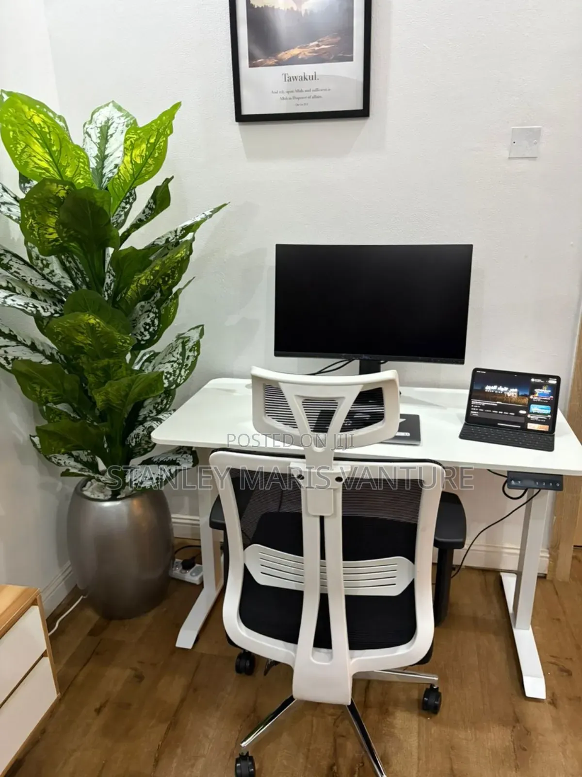 Electric Height Adjustable Desk With Ergonomic Chair Set