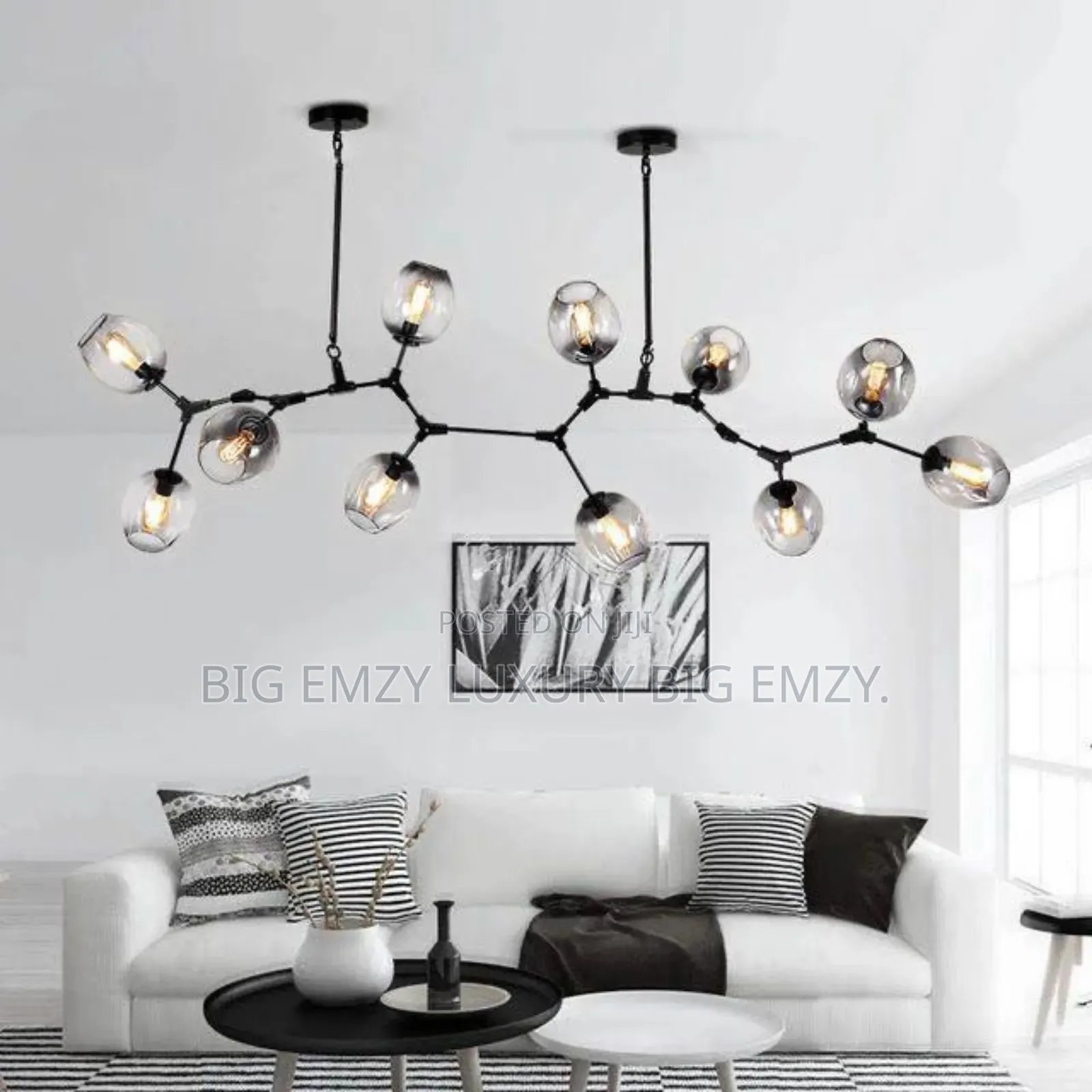 HDC 11 Head Smokey Grey Glass Chandelier.