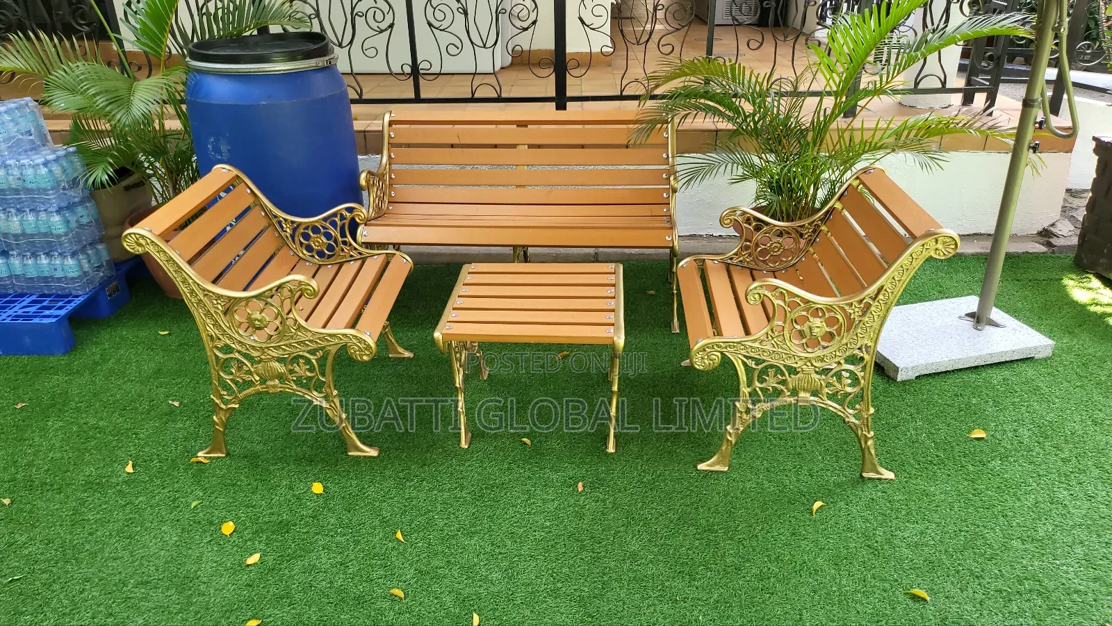 Set Of Outdoor Garden Chair With Foreign Outdooor Umbrella
