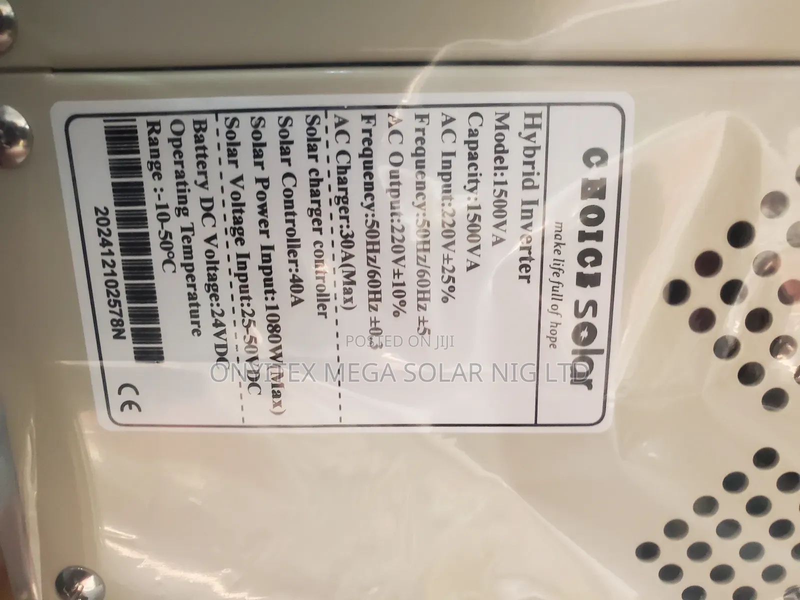 Original Choice Solar Inverter 1.5kva Hybrid