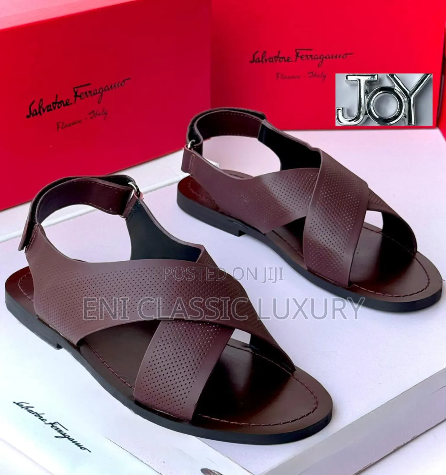 Best Quality Luxury Men's Leather Sandals Ferragamo Well Banded
