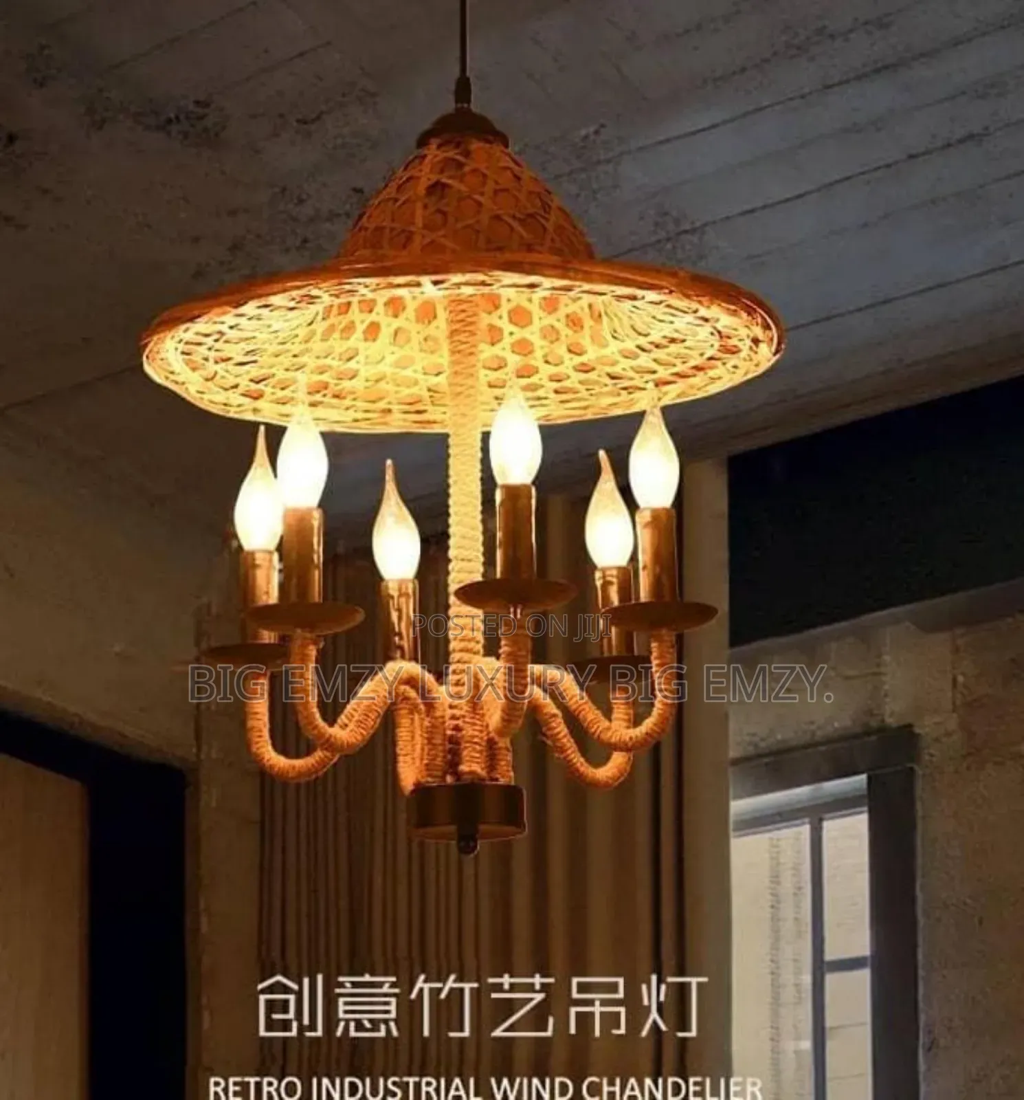Wagon Wheel Chandelier or a Rustic Metal and Rope Pendant Chandelier.