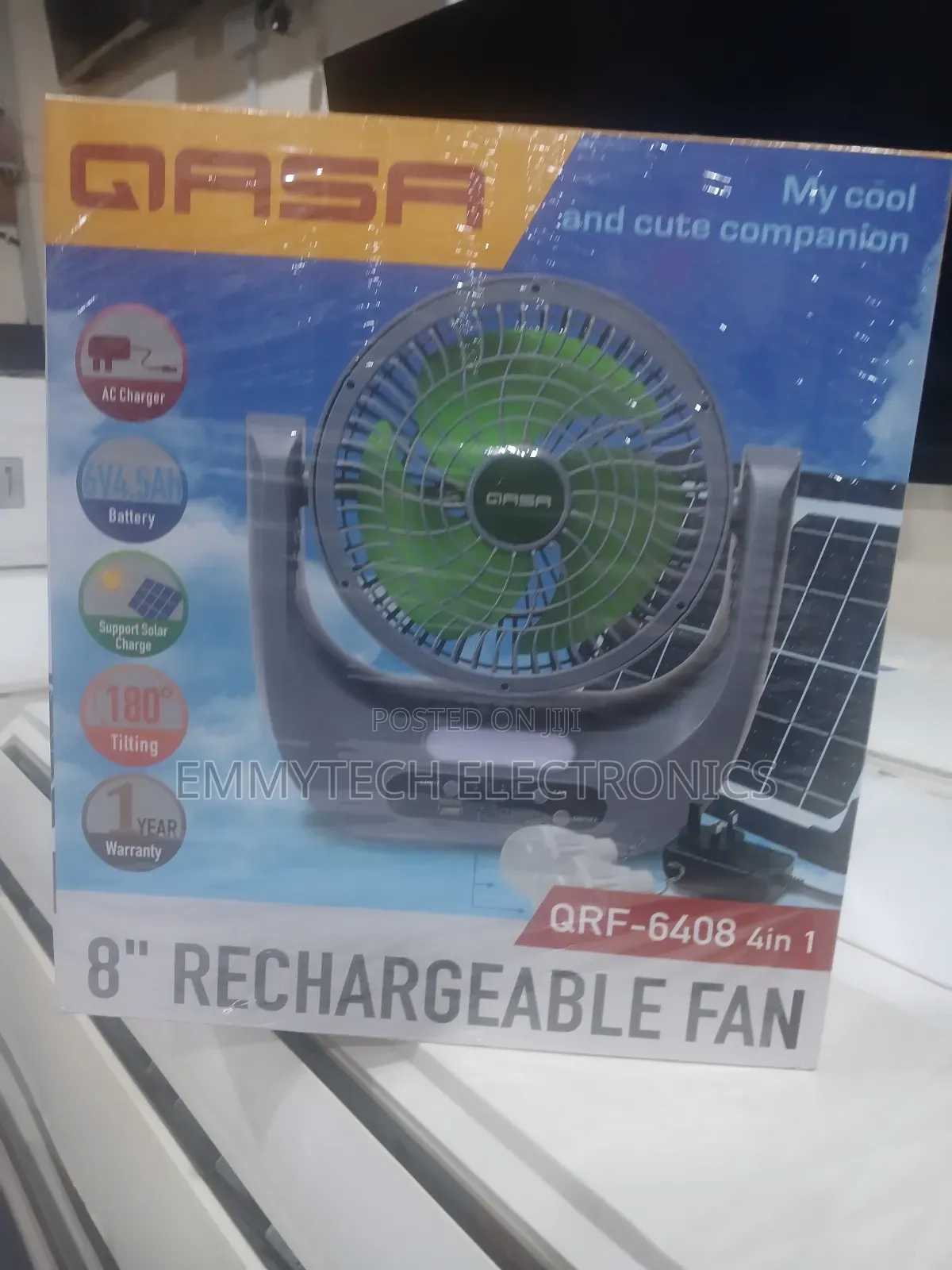 Qasa 8inches Rechargeable Fan