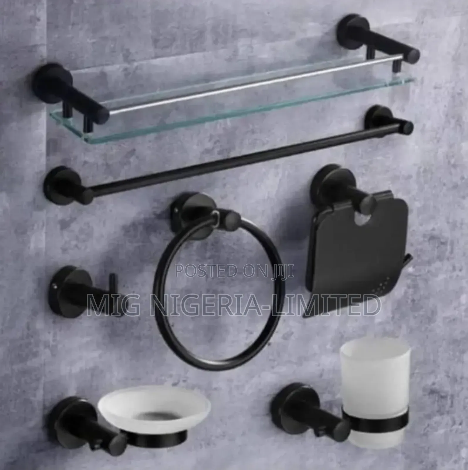 Matt-Black Sets of Bathroom Accessories
