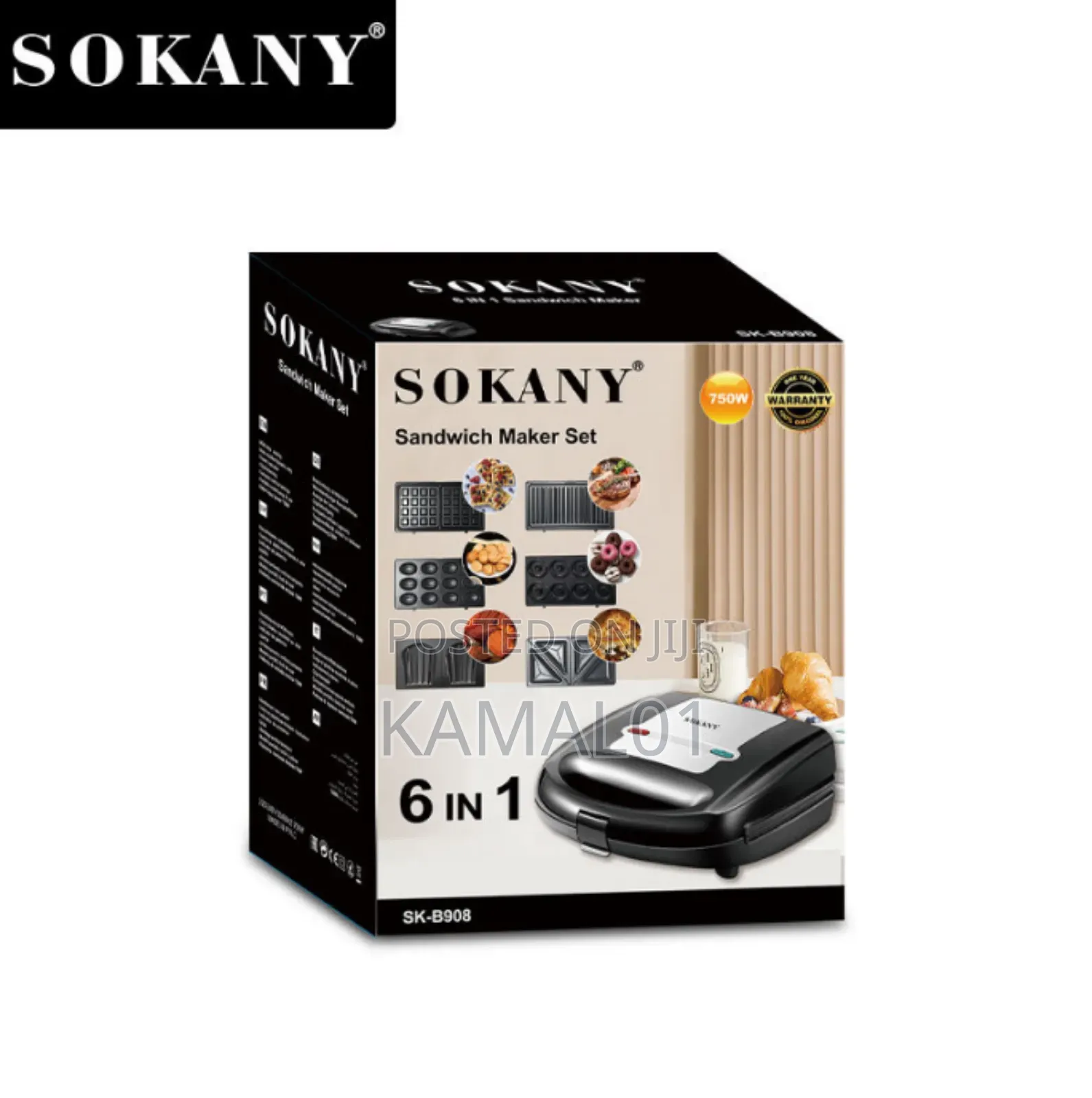 Sokany 6-in-1 Waffle Maker, Grill, Toaster, Sandwich Maker