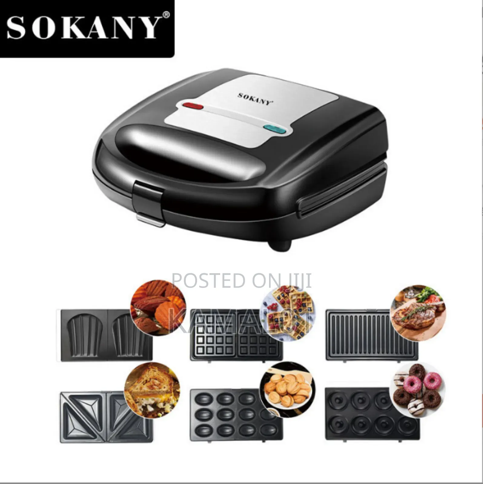 Sokany 6-in-1 Waffle Maker, Grill, Toaster, Sandwich Maker