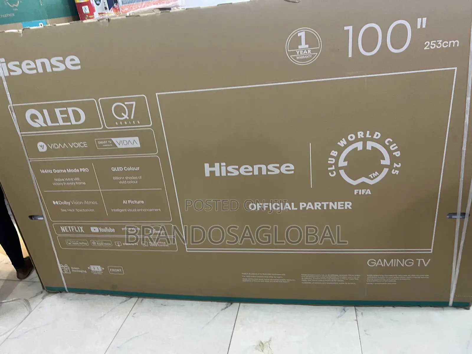 Hisense Tv Qled 100 Inch Q7q Smart 144hz VRR Qled Gaming Tv