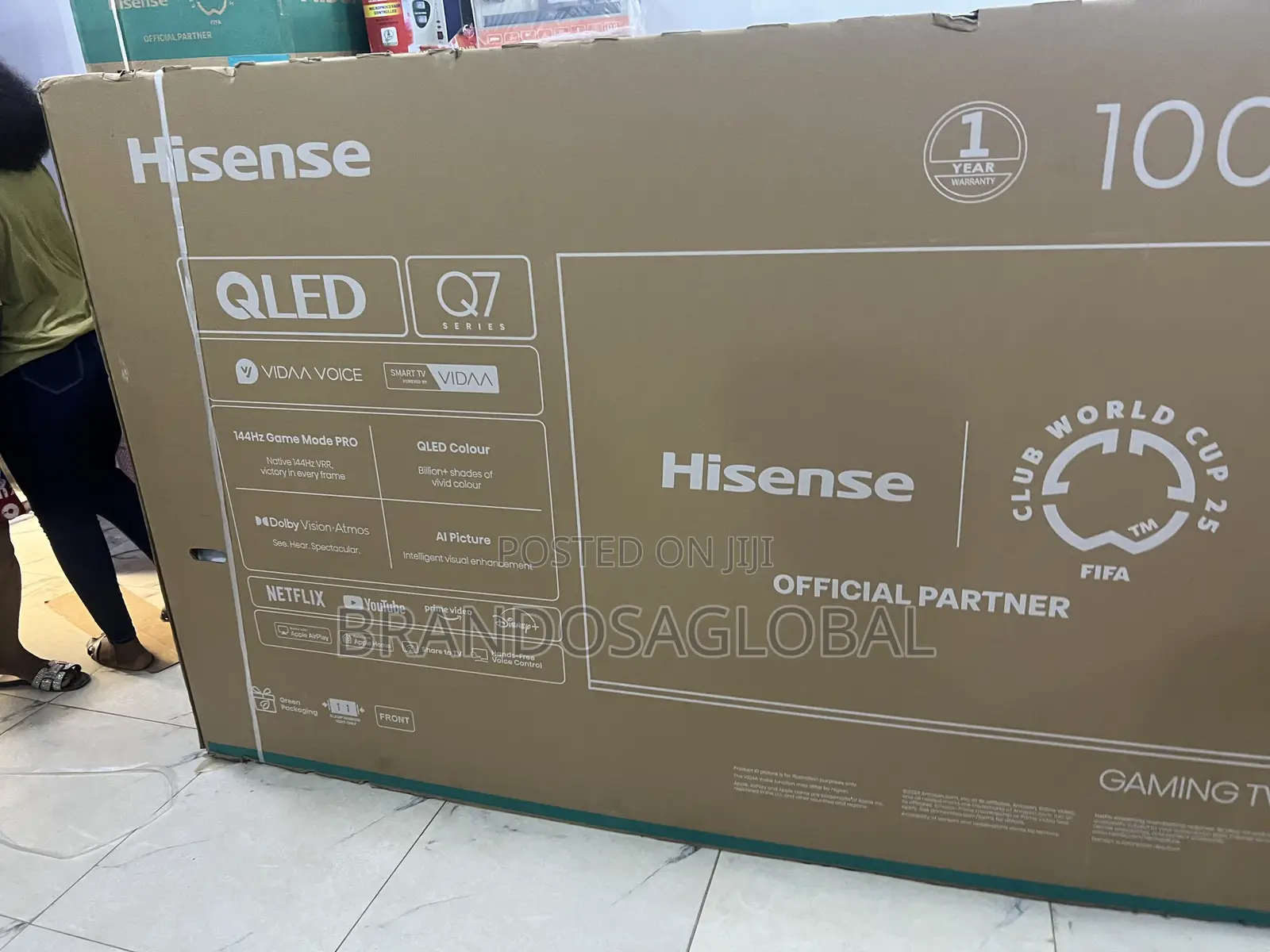 Hisense 100′′ Ai Qled Smart Led Tv 144hz HDR Dolby Iq 100q7q