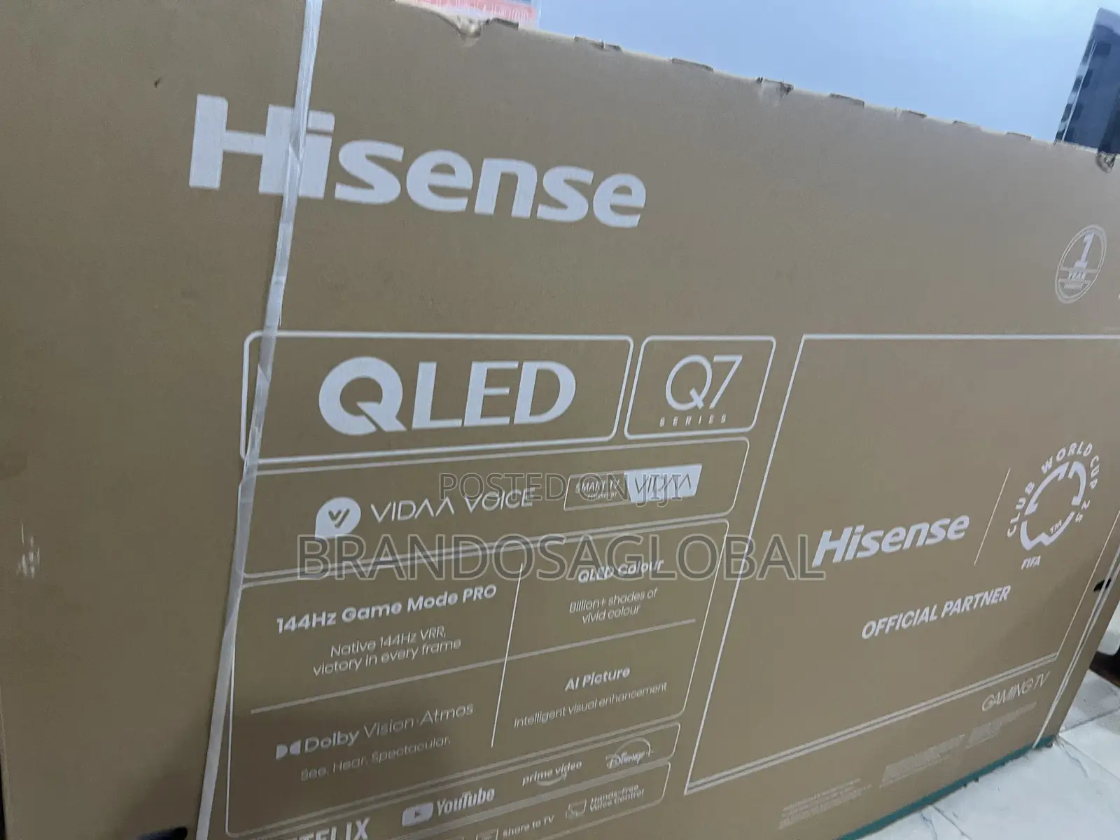 Hisense 100′′ Ai Qled Smart Led Tv 144hz HDR Dolby Iq 100q7q