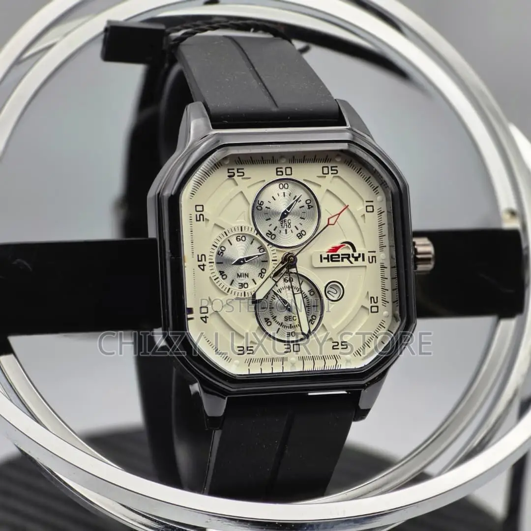 Heryi Quality Luxury Men Rubber Strap Wristwatch