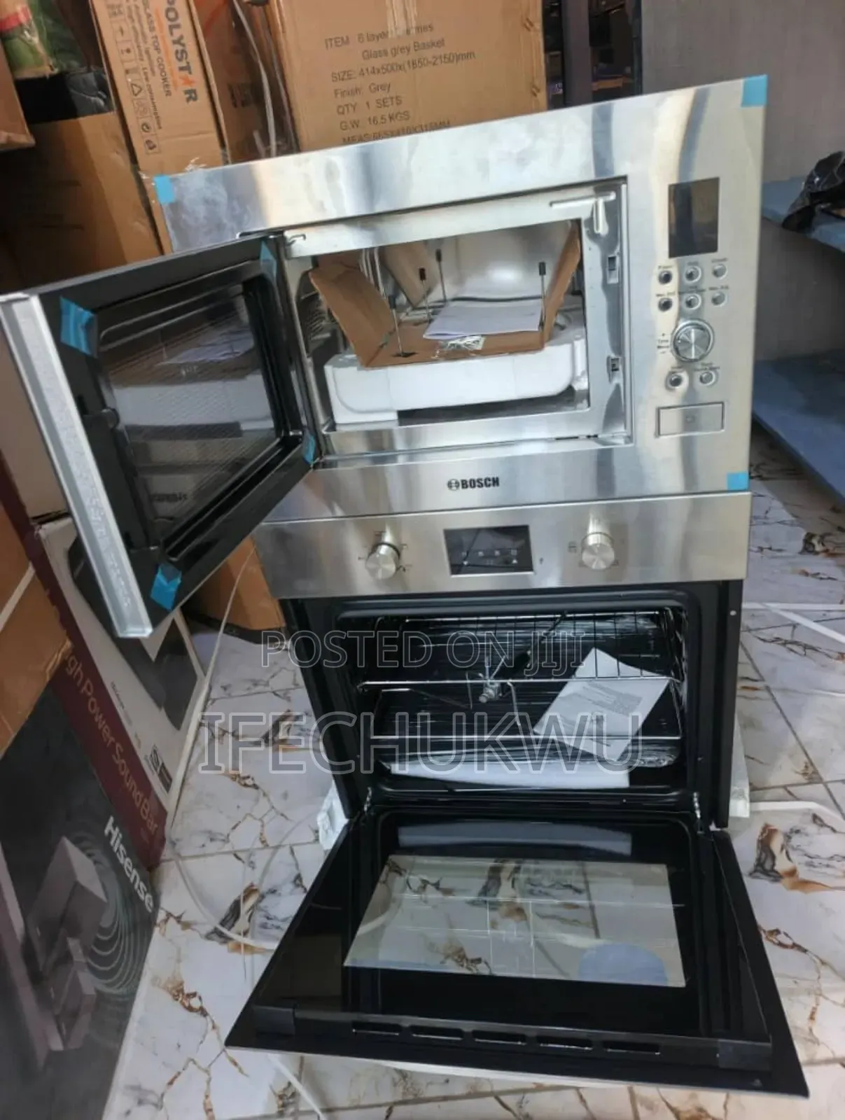 Original Bosch Silver Color Built-in Gas Electric Oven Microwave