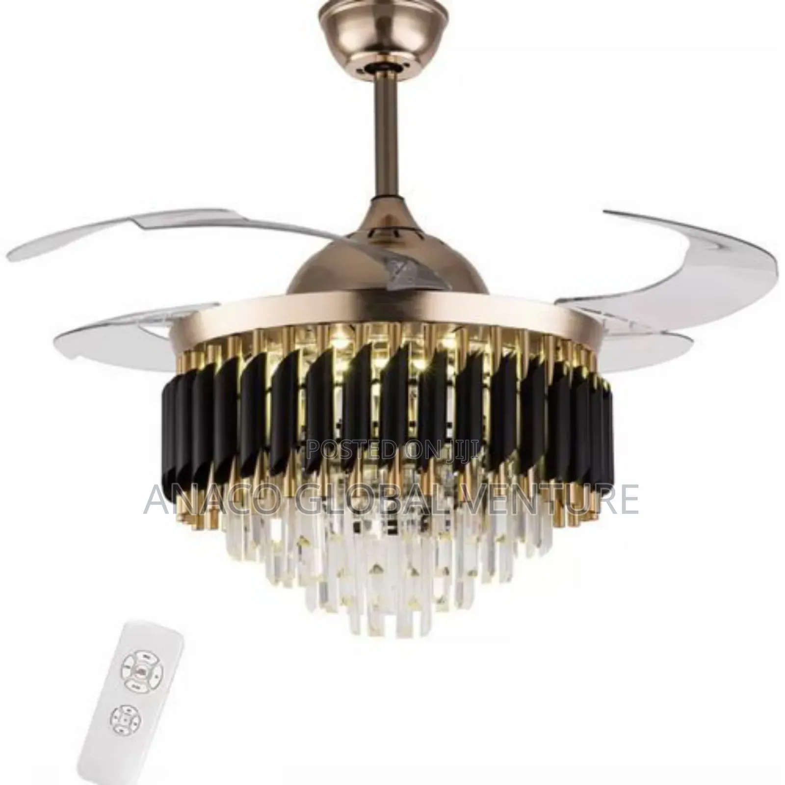 Modern Crystal Chandelier With Fan and Remote Control