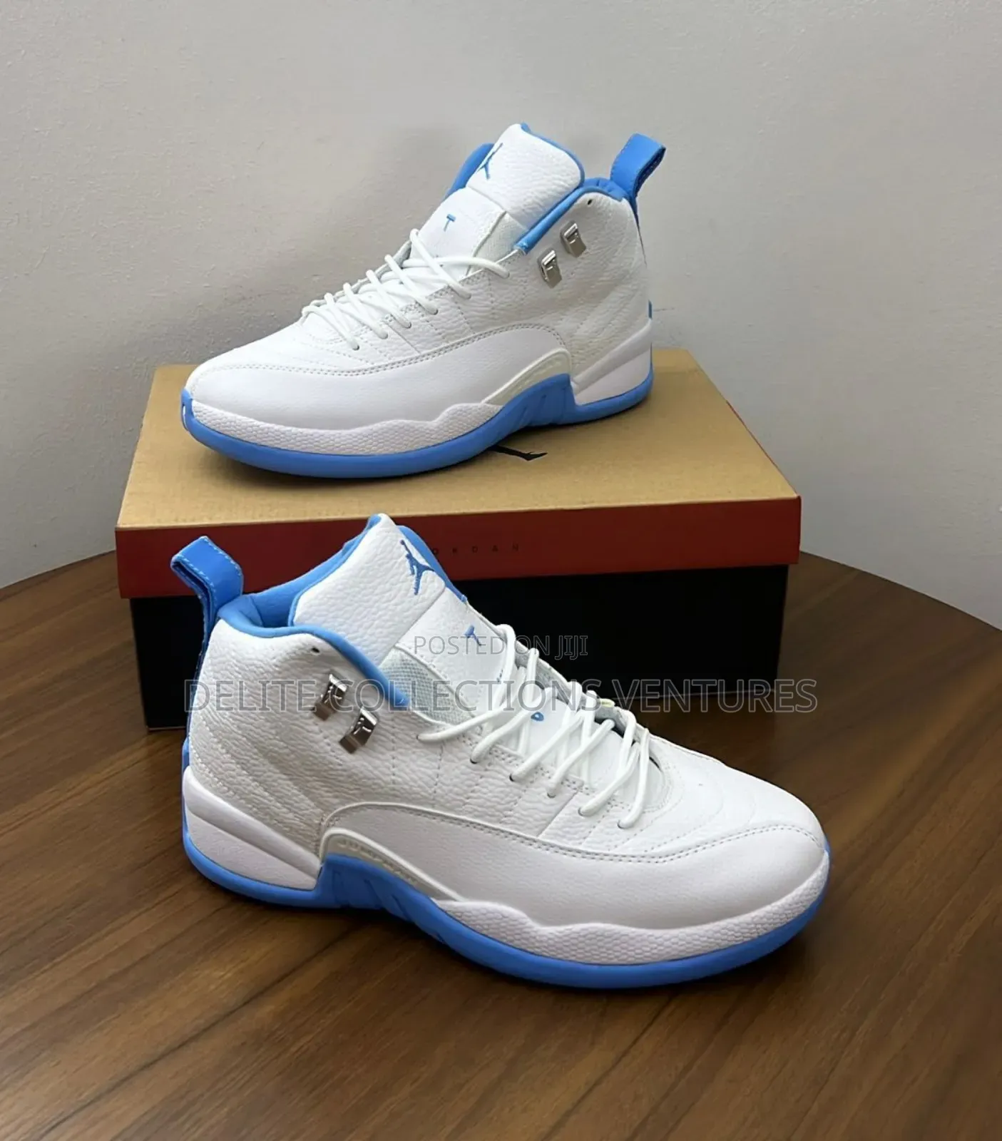 *Nike Air Jordan 12 Retro White/University Blue Colorway Sneakers*